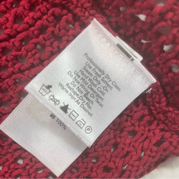 Eddie Bauer Button Down Cardigan women Small mesh long sleeve burgundy red top - Picture 7 of 8